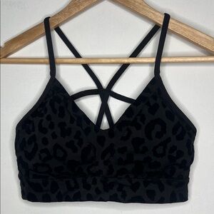 Balance Athletica Black Velvet Leopard Print Sports Bra